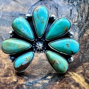 925 Sterling Silver & Kingman Turquoise Naja Ring Size 8.5
